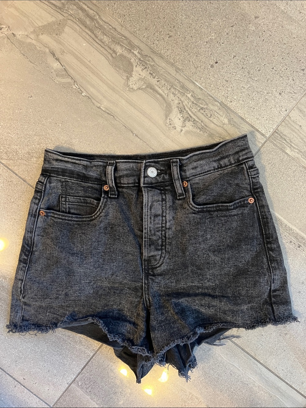 Black Washed Denim Jean Shorts